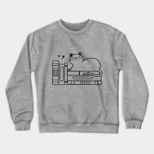 cat on books Crewneck Sweatshirt